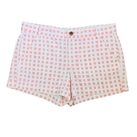 Gap Khakis Sunkissed Shorts Pink Off White Square Print Size 6 - Picture 1 of 5